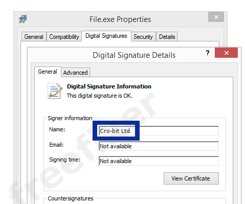 Screenshot of the Cro-bit Ltd. certificate